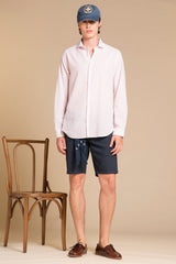 RILEY FRENCH COLLAR IN MIXED LINEN STRIPE