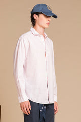 RILEY FRENCH COLLAR IN MIXED LINEN STRIPE