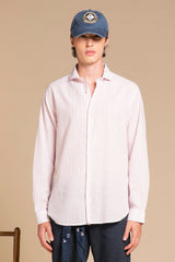 RILEY FRENCH COLLAR IN MIXED LINEN STRIPE