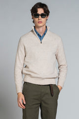 ADAM TURTLENECK ZIP IN MOULINE'