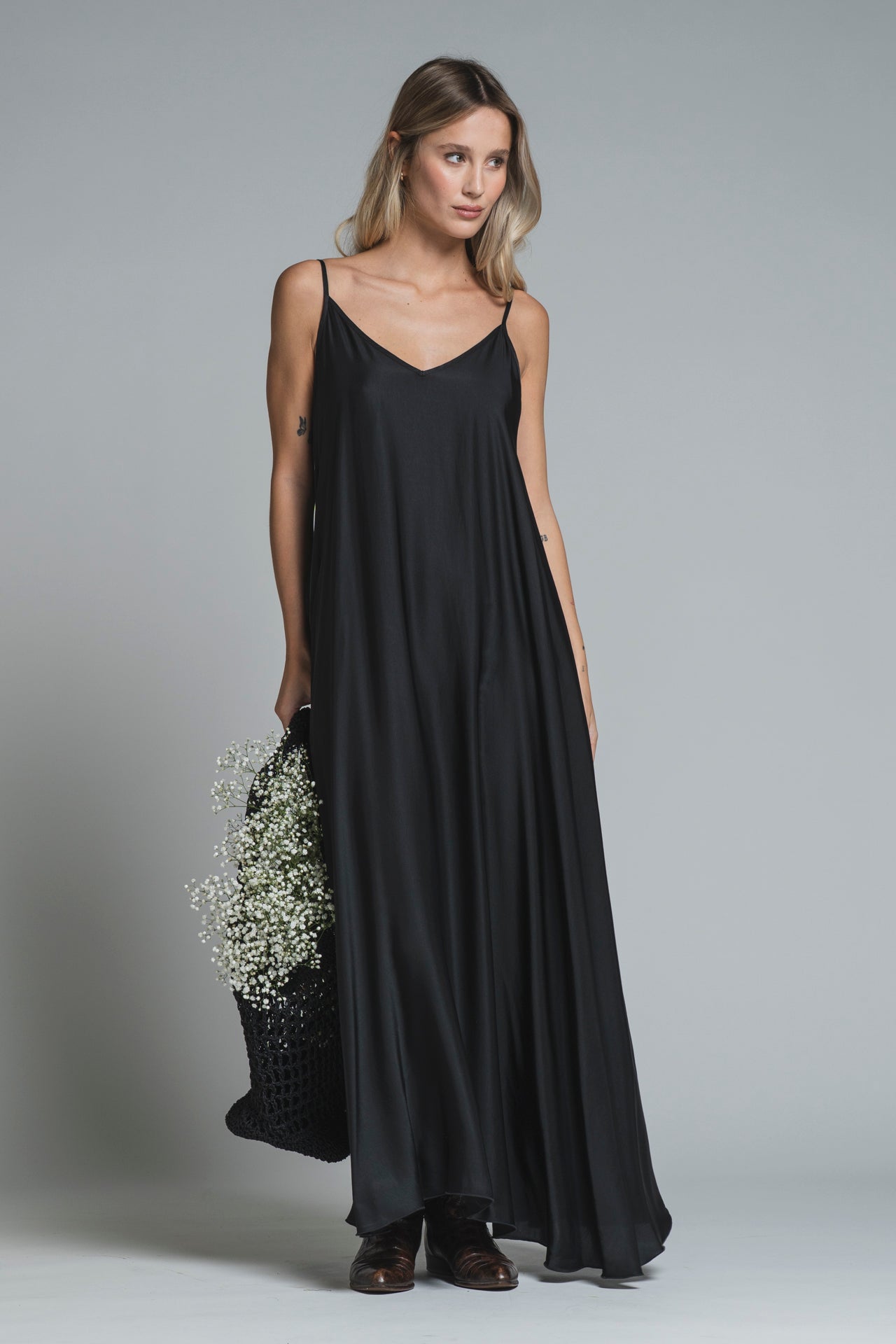 ANITA DRESS BRACES IN SATIN VISCOSE