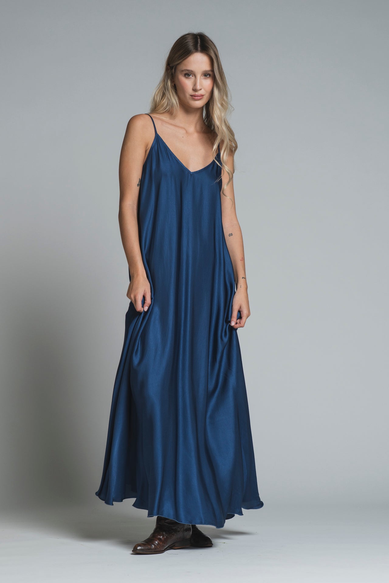 ANITA DRESS BRACES IN SATIN VISCOSE