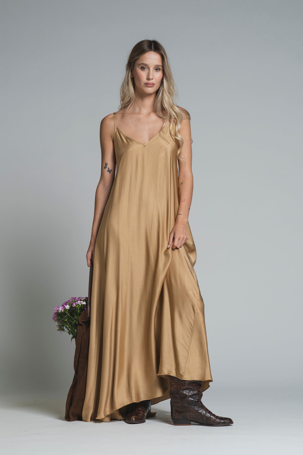 ANITA DRESS BRACES IN SATIN VISCOSE
