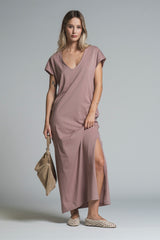 ANNA DRESS V NECK IN JERSEY