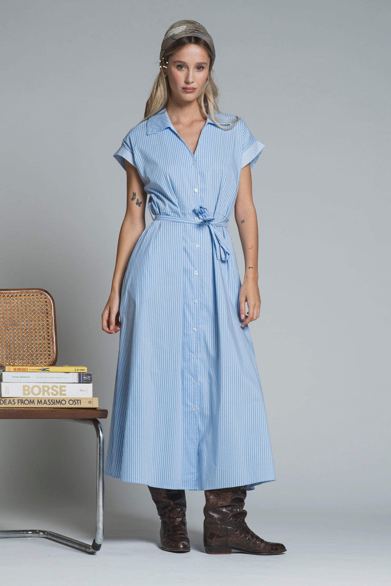 ARES DRESS SHIRT IN POPELINE STRIPE