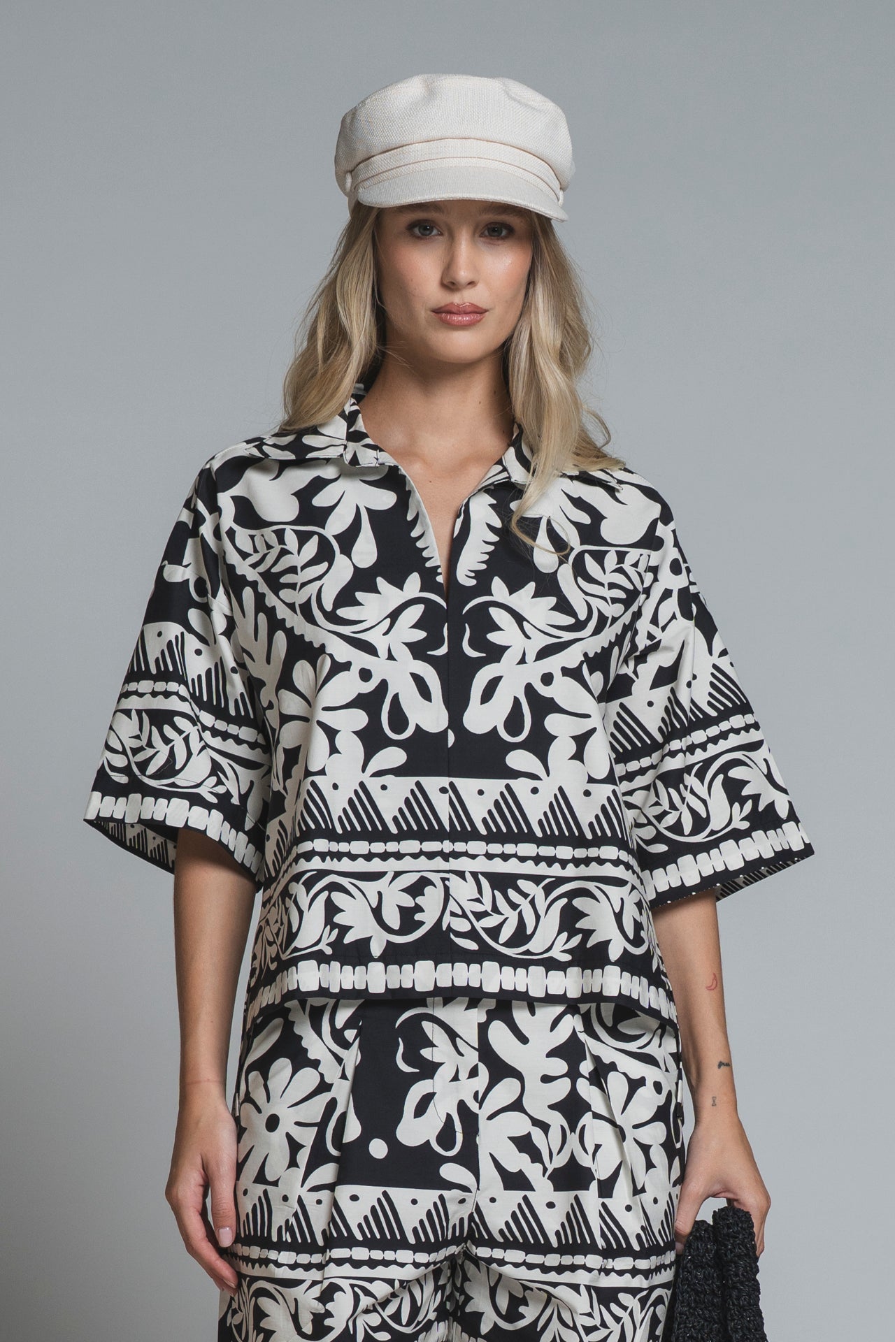 BIRDIE POLO CROP IN POPELINE