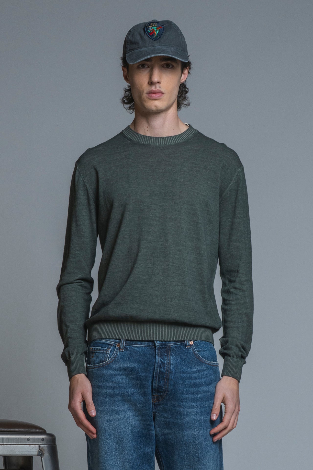 BUCK SWEATER IN COTTON COLD DYED