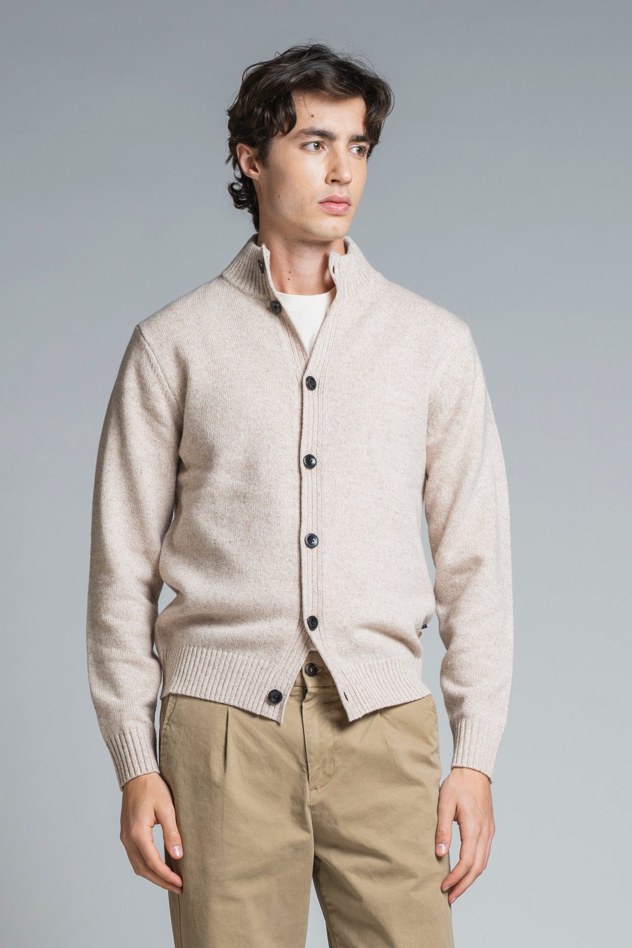 CHASE CARDIGAN BUTTON IN MOULINE'