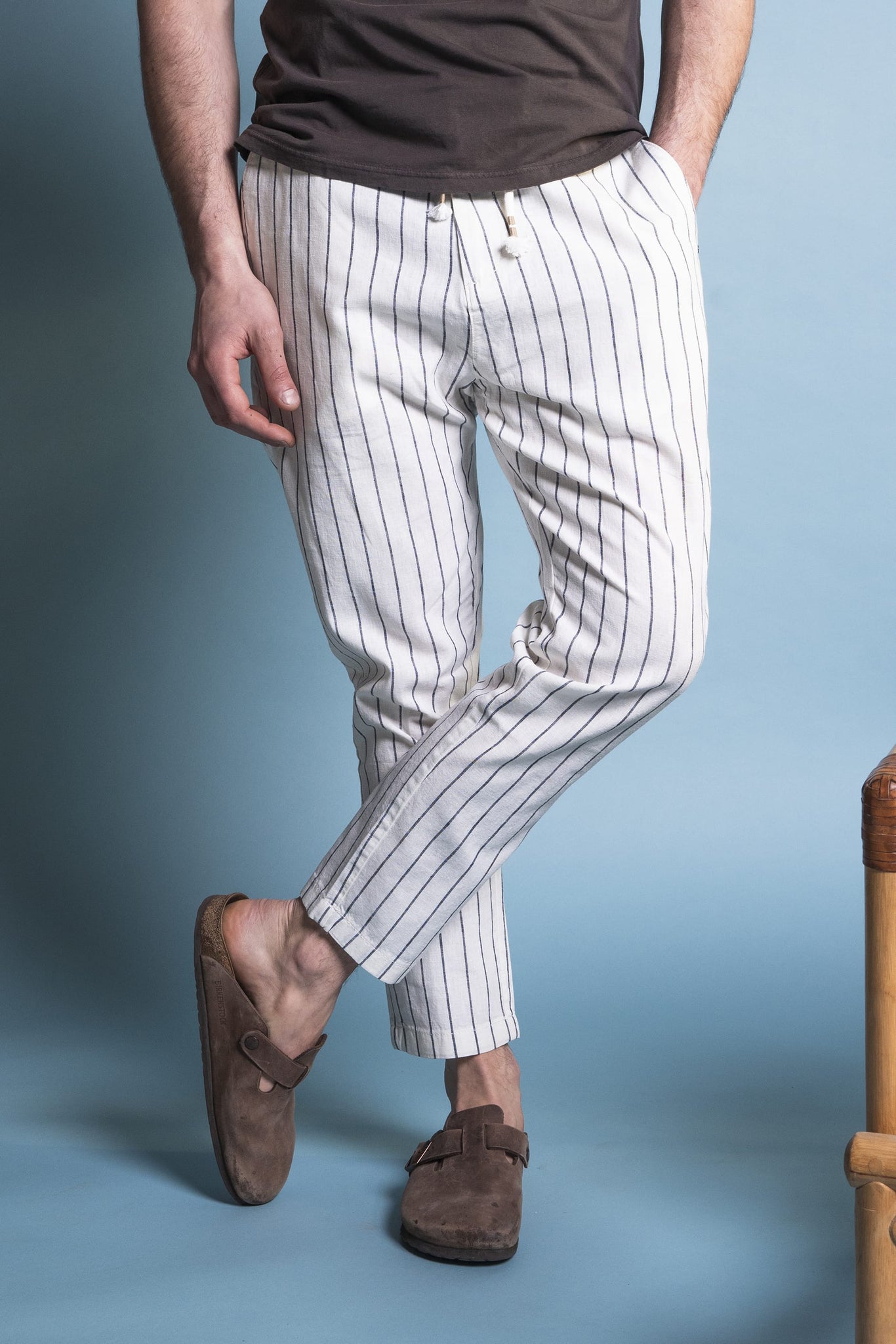 PANTALONE CHINO COMFORT FIT IN LINO E COTONE