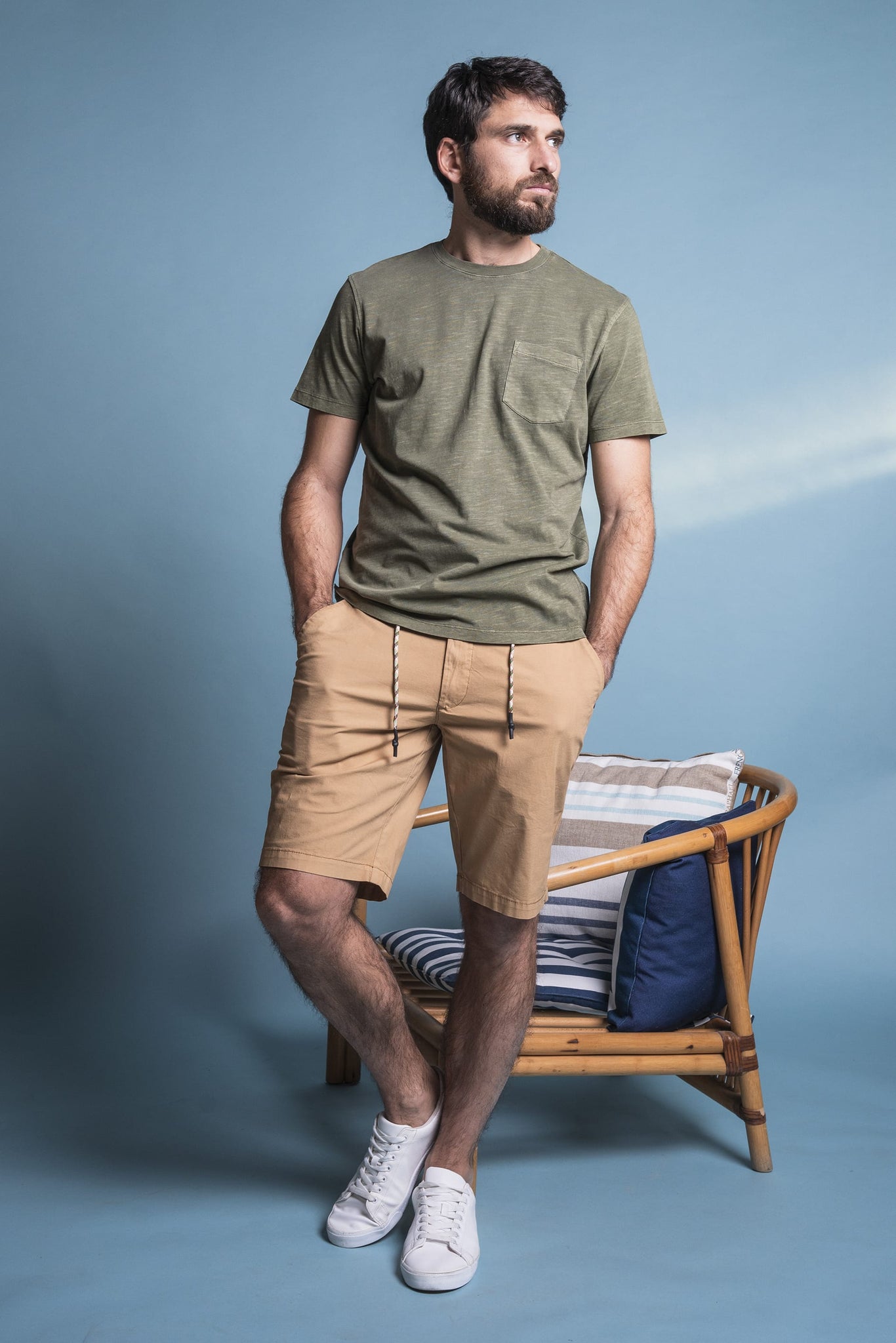 COMFORT FIT POPLIN COTTON BERMUDA SHORTS WITH LACES