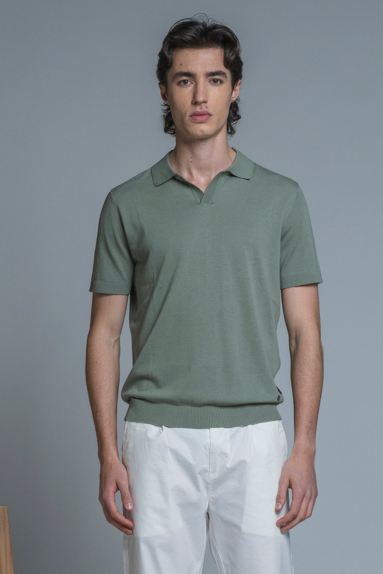 CLARK SWEATER SKIPPER POLO IN COTTON CREPE 
