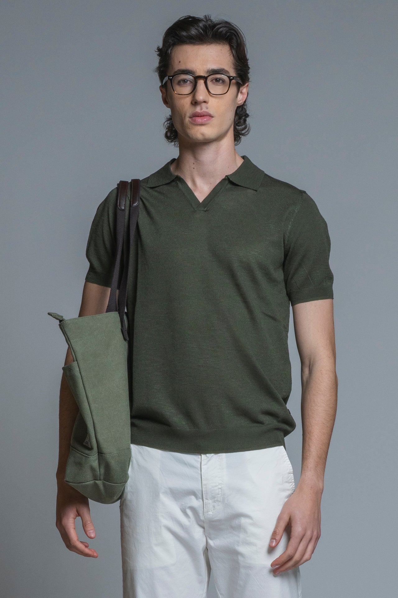 CLARK SWEATER SKIPPER POLO IN COTTON CREPE 
