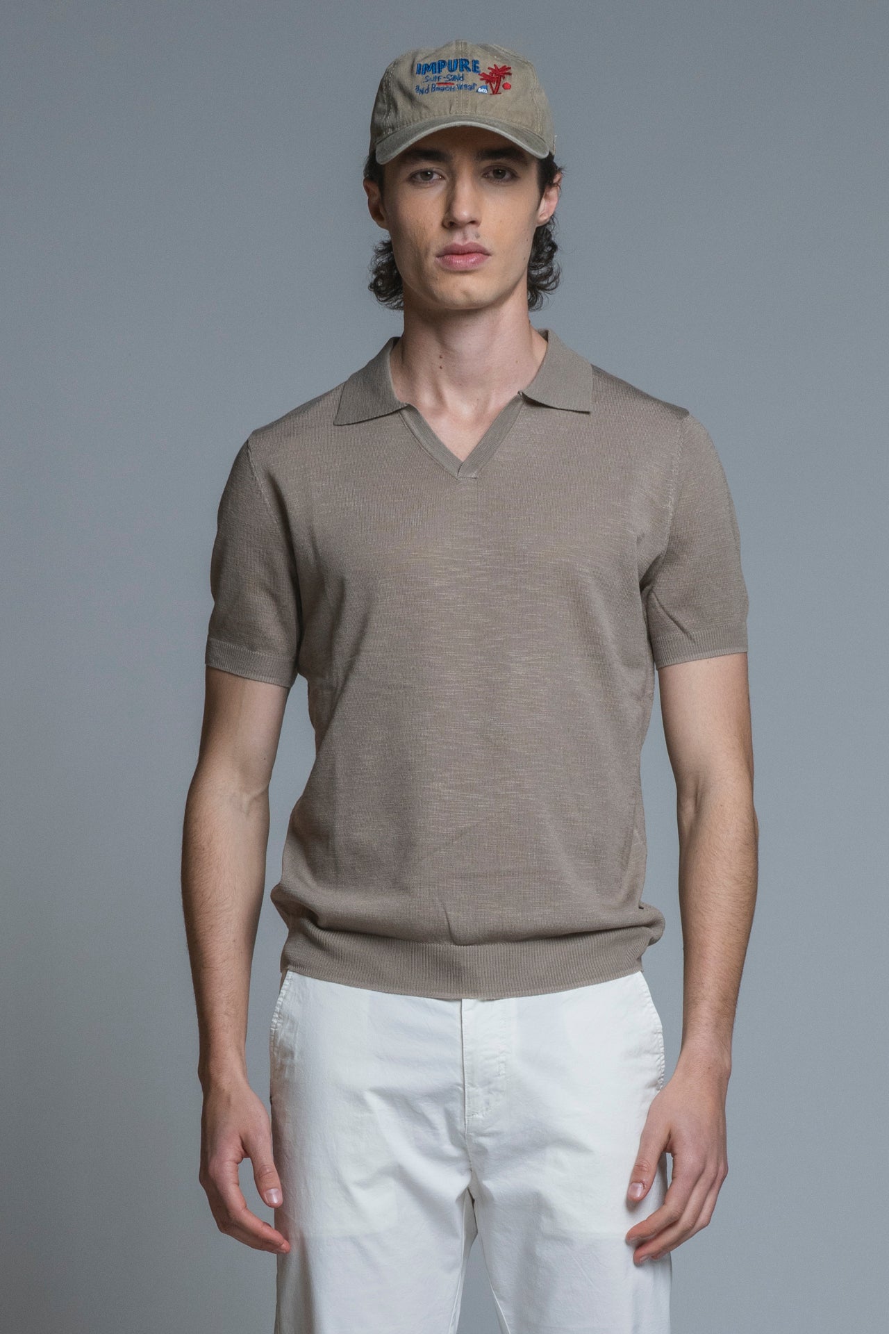 CLARK SWEATER POLO SKIPPER IN MIXED LINEN