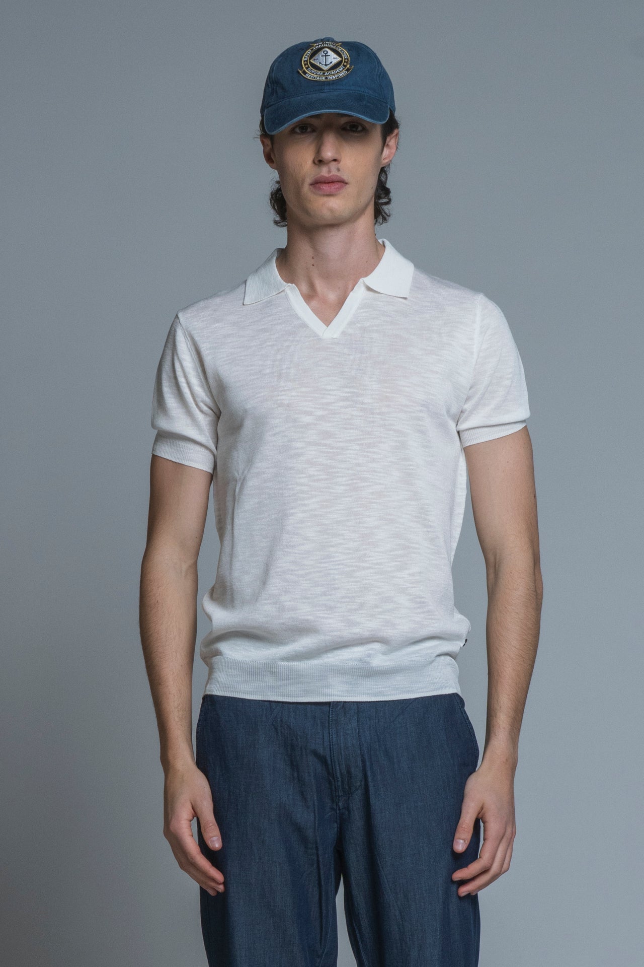 CLARK SWEATER POLO SKIPPER IN MIXED LINEN