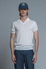 CLARK SWEATER POLO SKIPPER IN MIXED LINEN