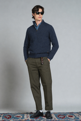 ADAM TURTLENECK ZIP IN MOULINE'
