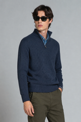 ADAM TURTLENECK ZIP IN MOULINE'