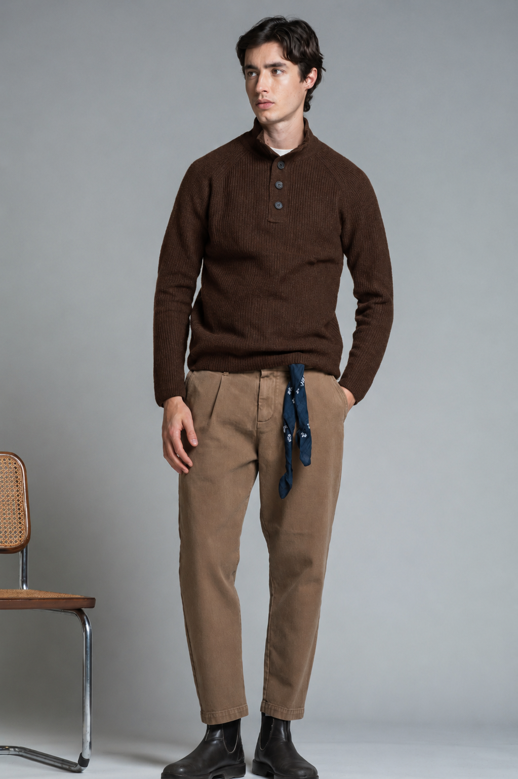 JUSTE TURTLENECK BUTTON IN LAMBSWOOL