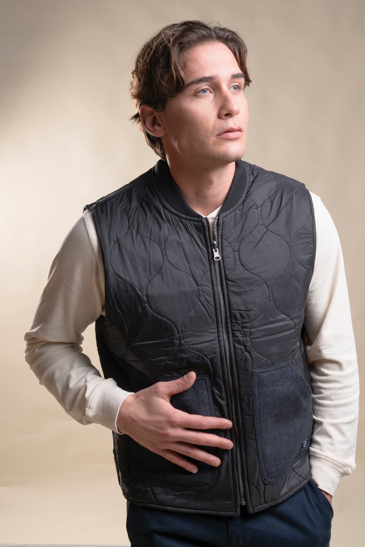 MARTIN GILET REVERSE IN BOILED WOOL