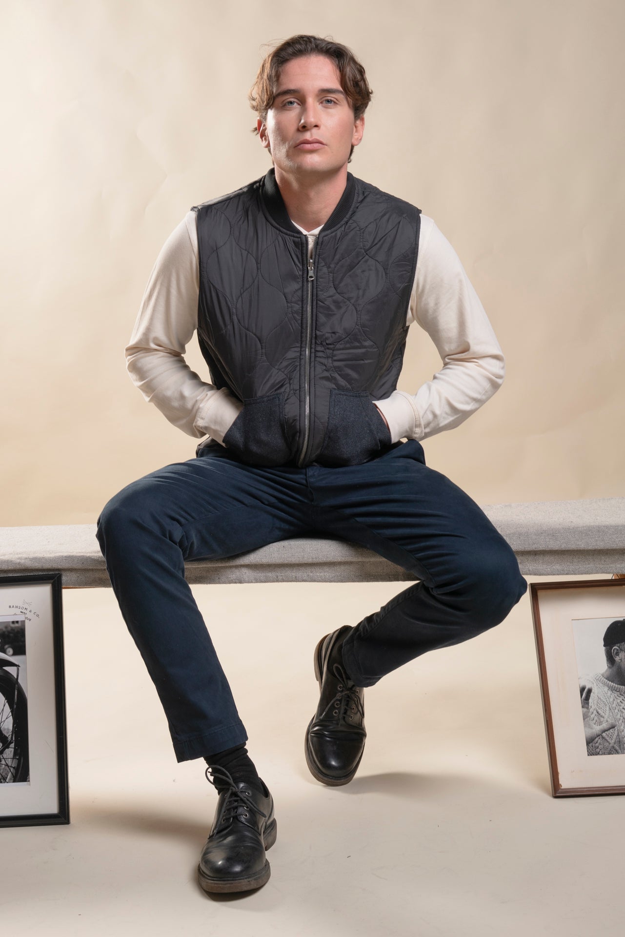MARTIN GILET REVERSE IN BOILED WOOL