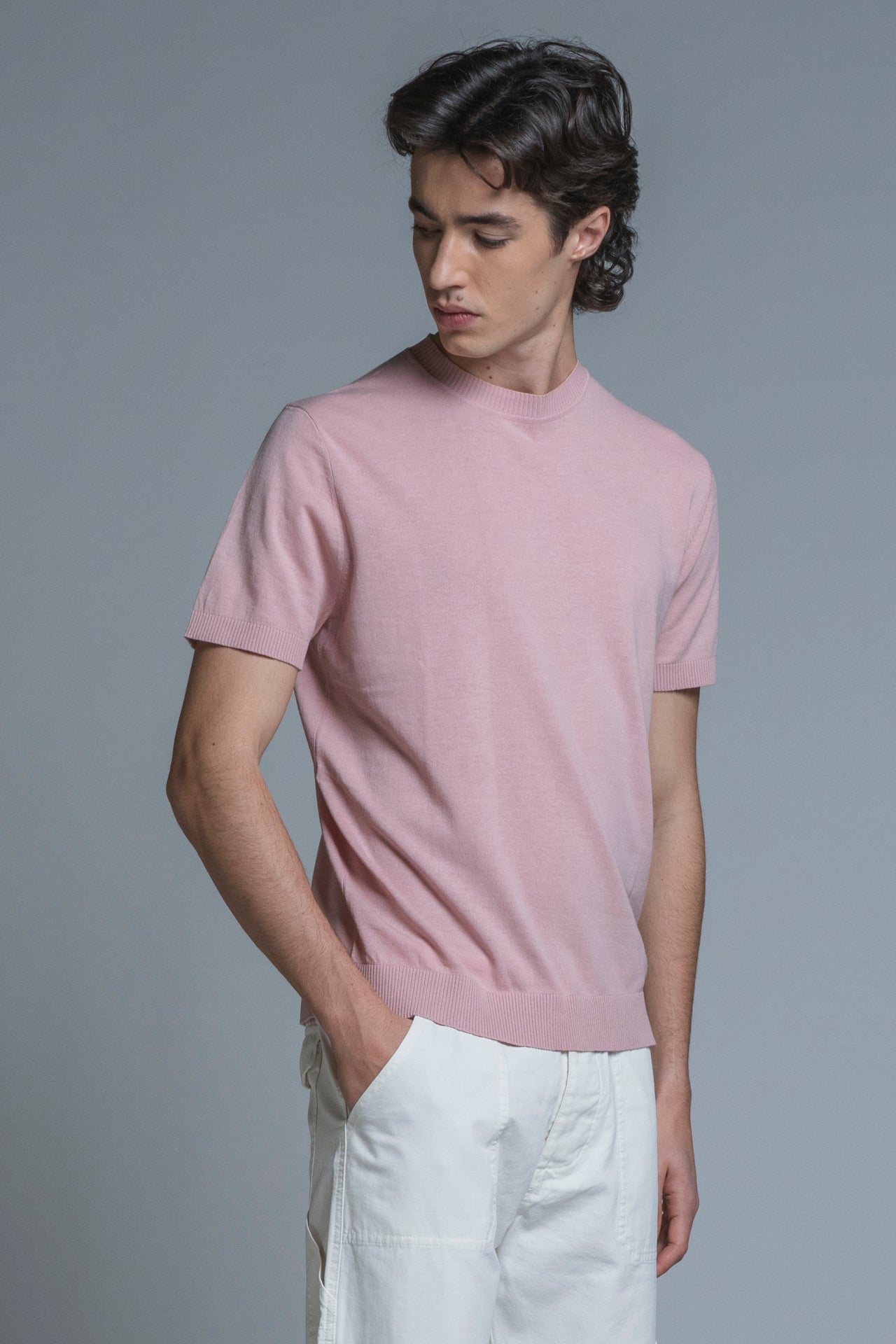SAMUEL SWEATER ROUND NECK IN COTTON CREPE