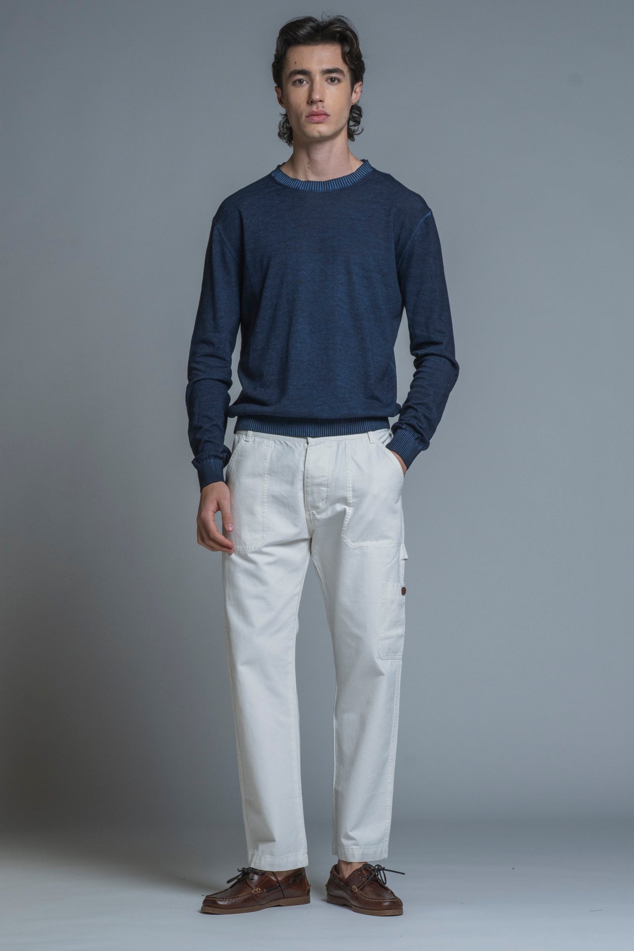 BUCK SWEATER IN COTTON COLD DYED