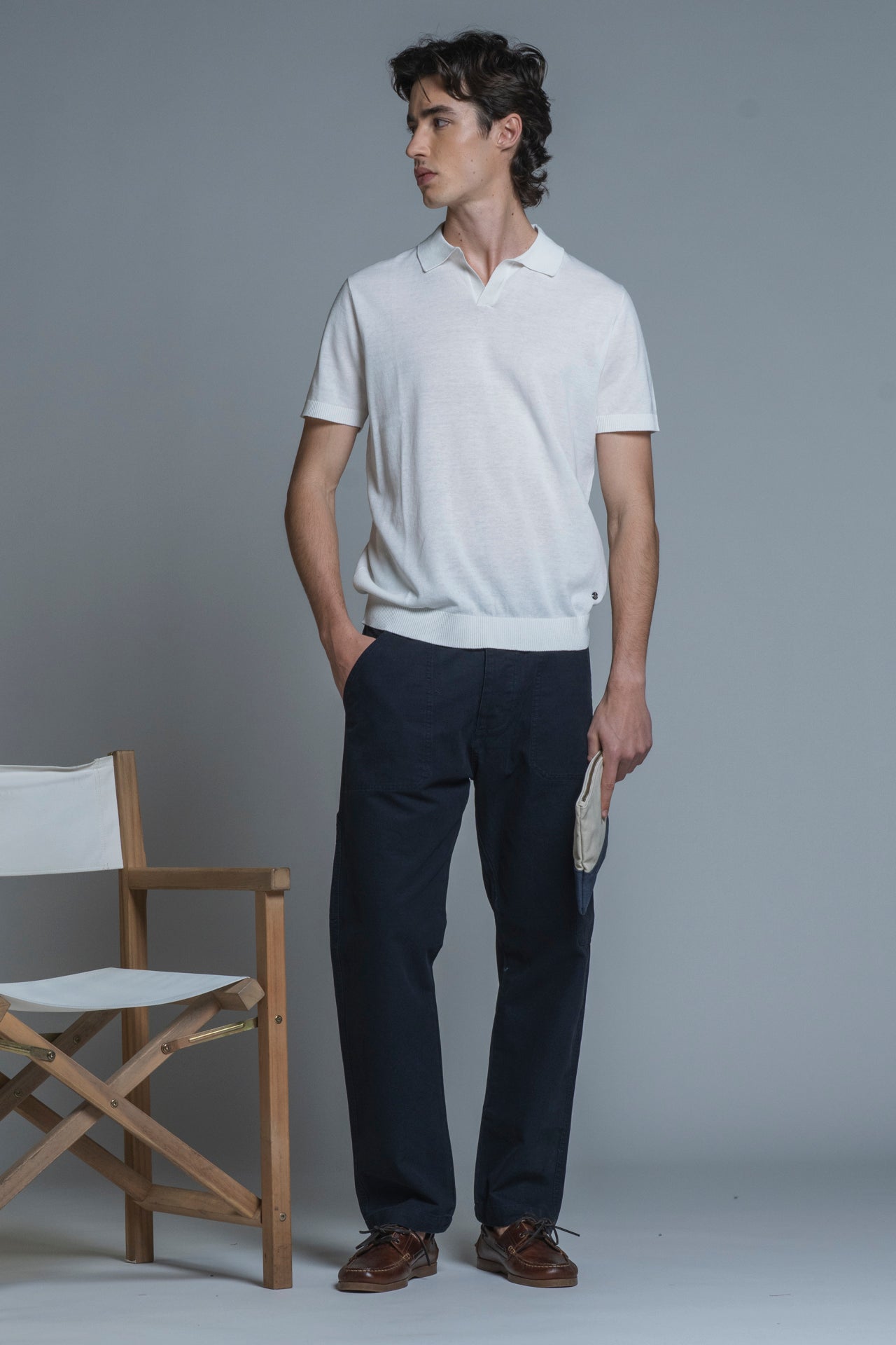 CLARK SWEATER POLO SKIPPER IN COTTON CREPE