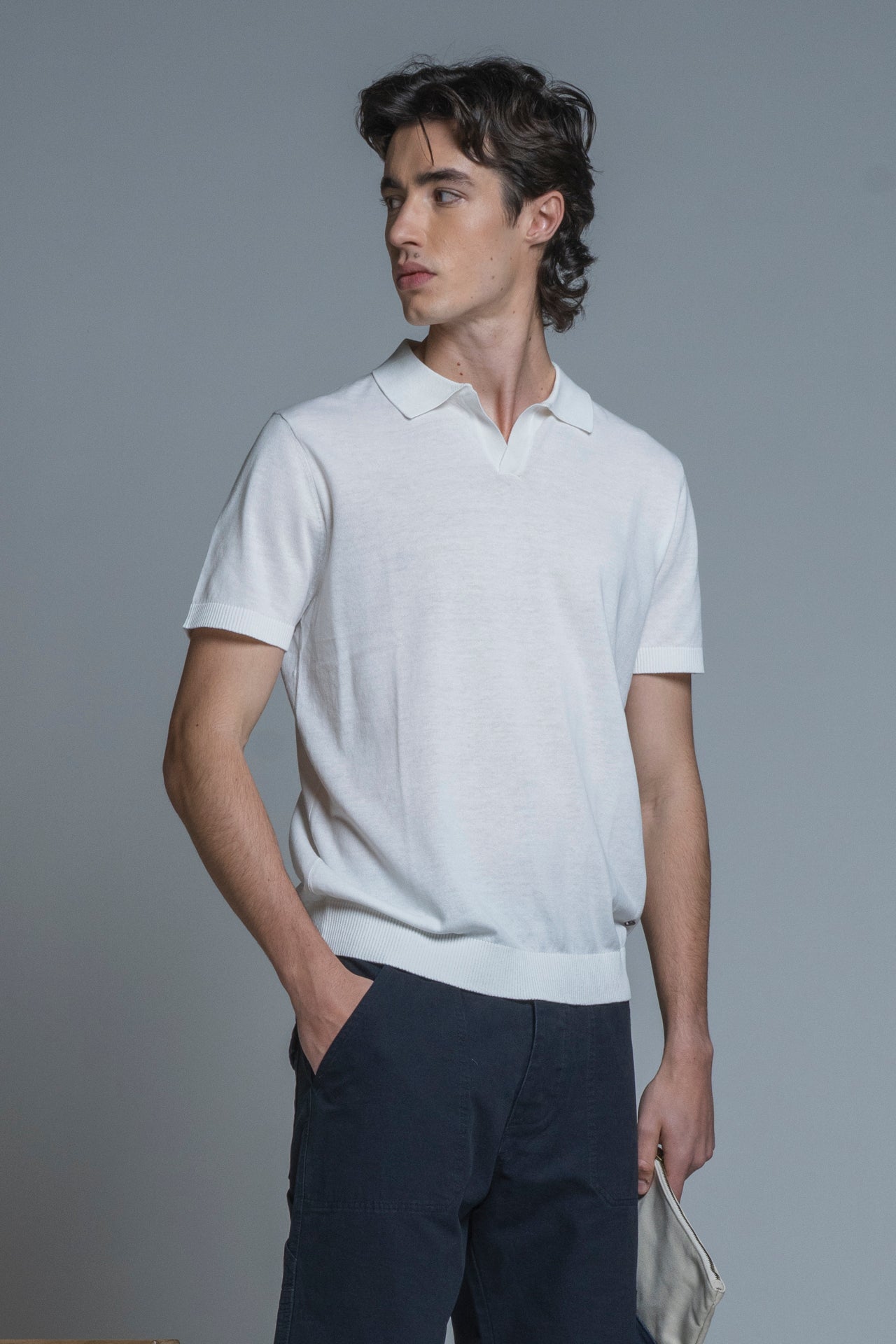 CLARK SWEATER POLO SKIPPER IN COTTON CREPE