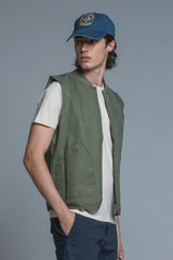 TERRY GILET ZIP COTTON SLUB