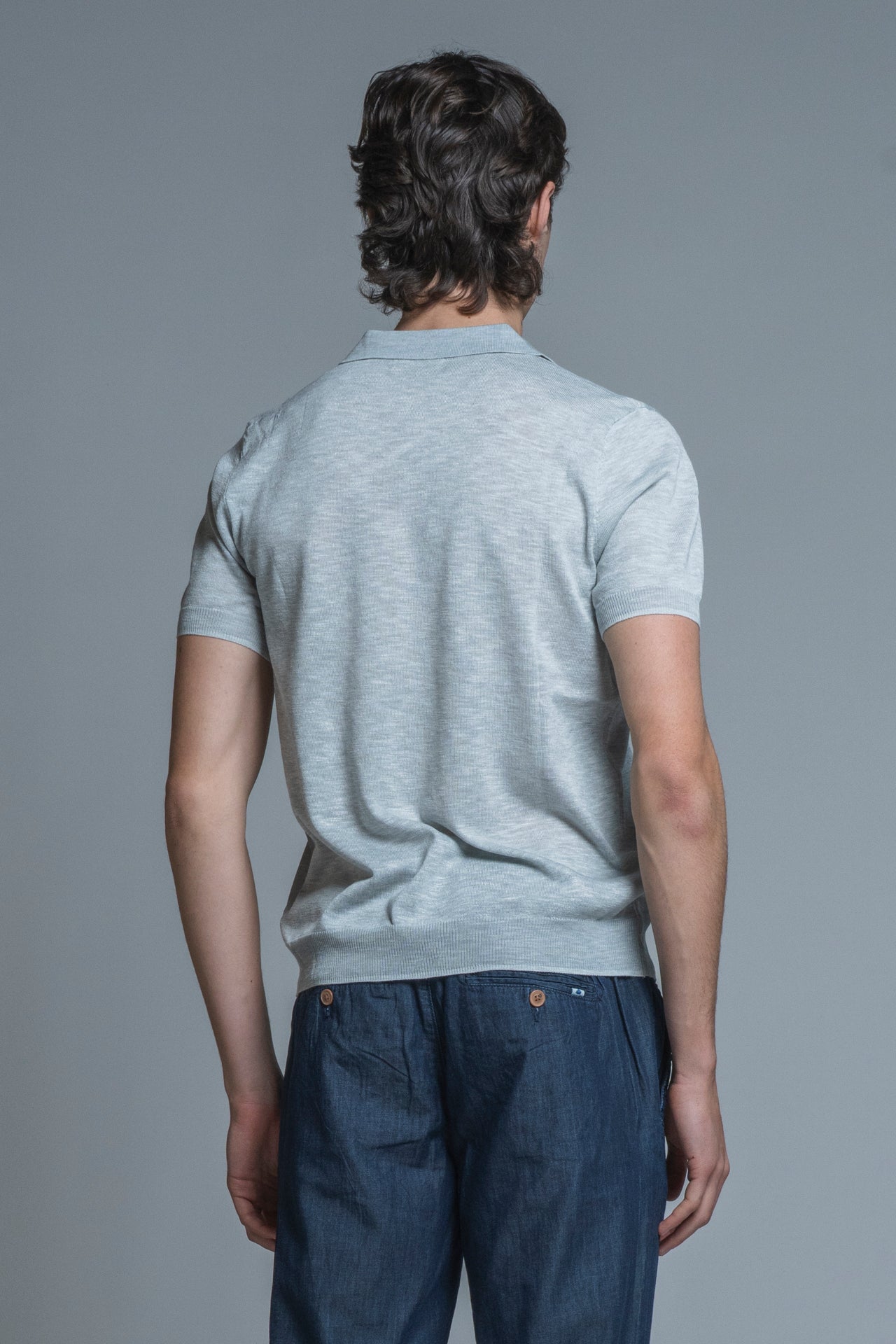 CLARK SWEATER POLO SKIPPER IN MIXED LINEN