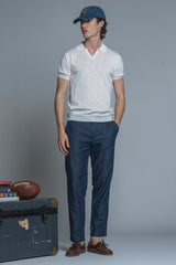 CLARK SWEATER POLO SKIPPER IN MIXED LINEN