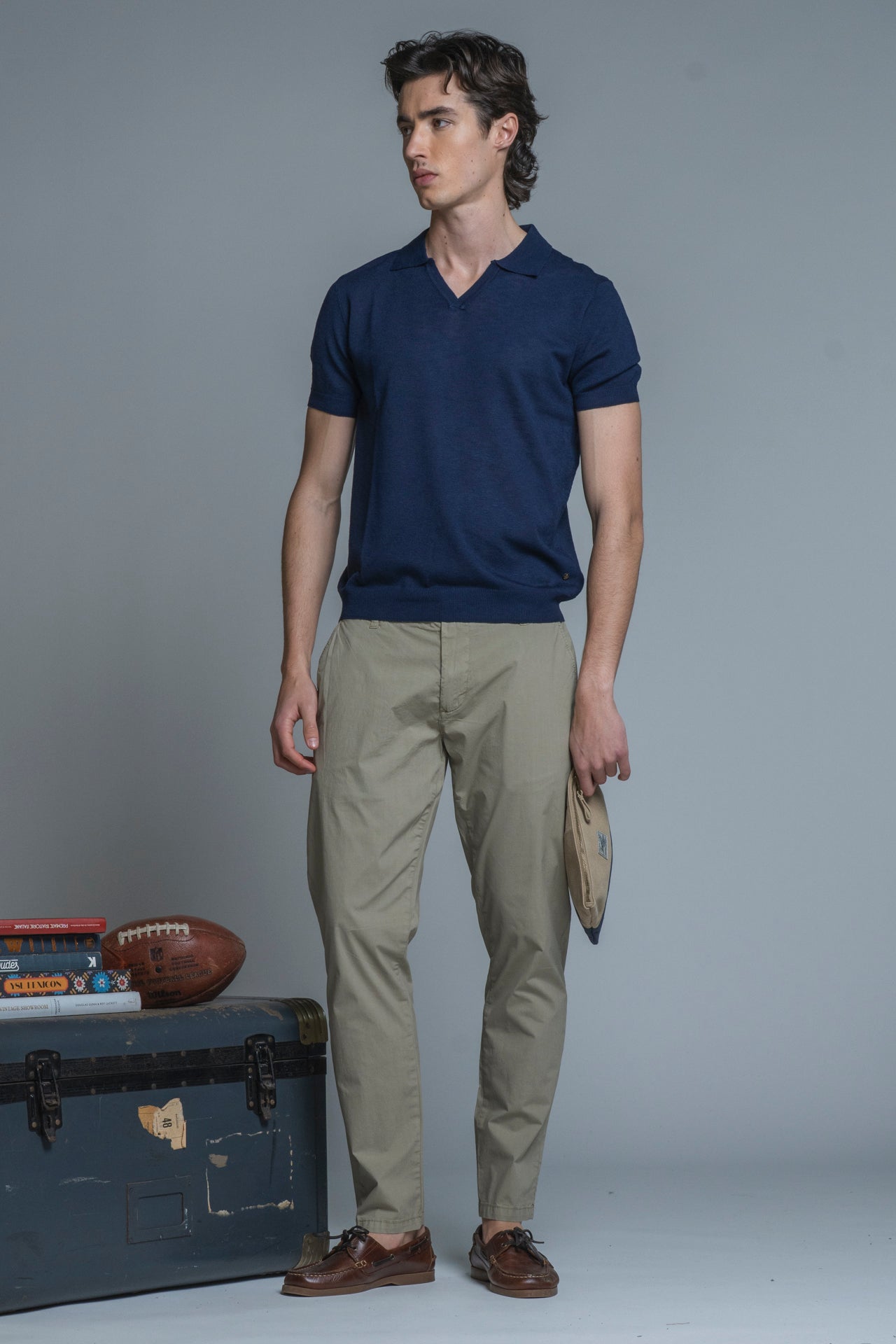 CLARK SWEATER POLO SKIPPER IN MIXED LINEN