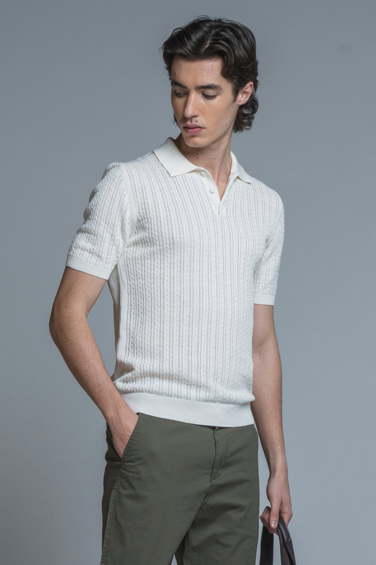 HILLS POLO CABLE IN COTTON CREPE