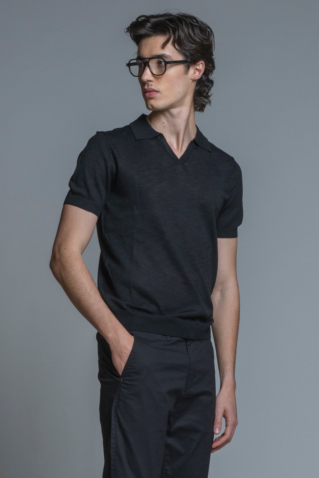 CLARK SWEATER POLO SKIPPER IN MIXED LINEN