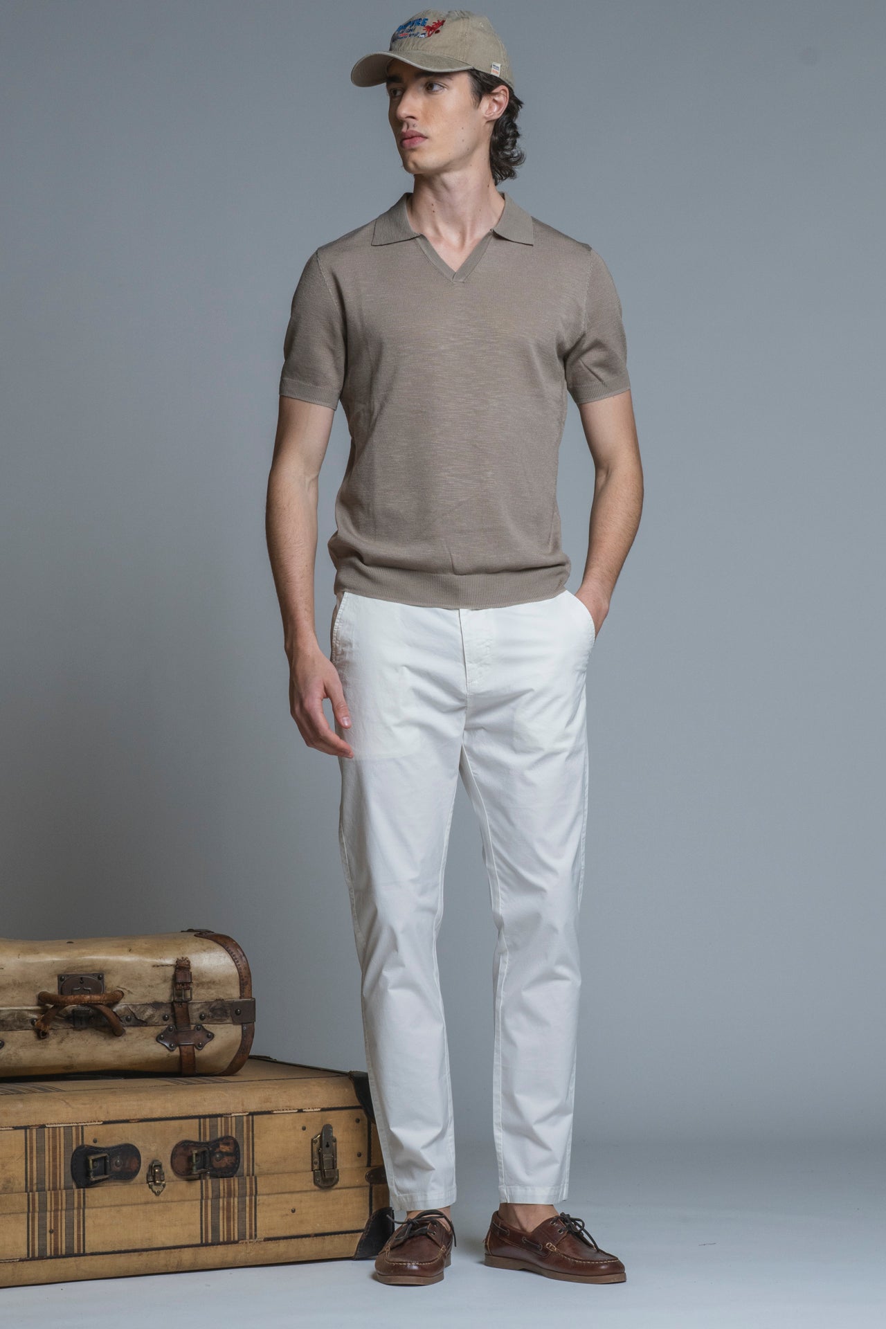 CLARK SWEATER POLO SKIPPER IN MIXED LINEN