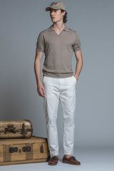 CLARK SWEATER POLO SKIPPER IN MIXED LINEN