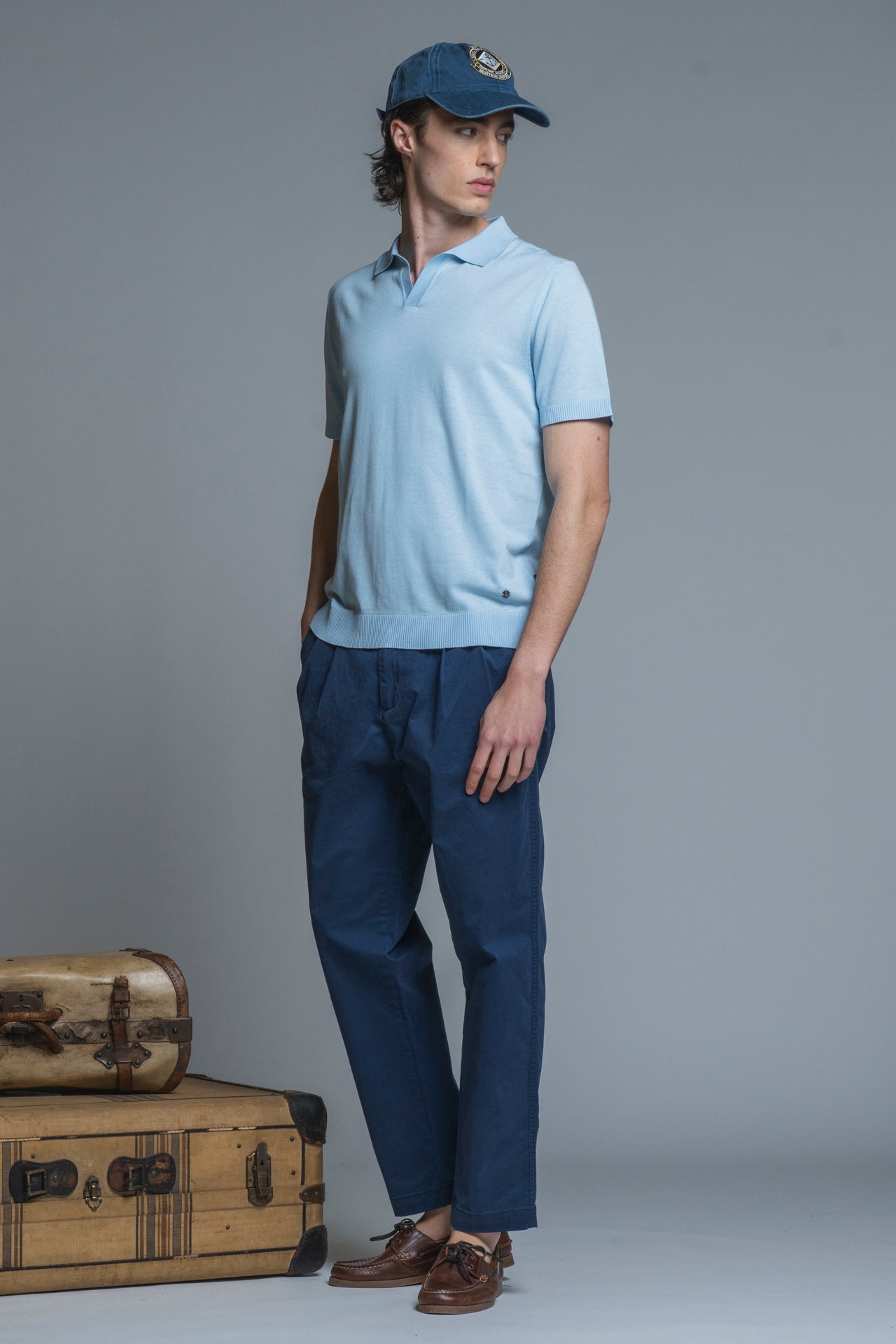 CLARK SWEATER POLO SKIPPER IN COTTON CREPE