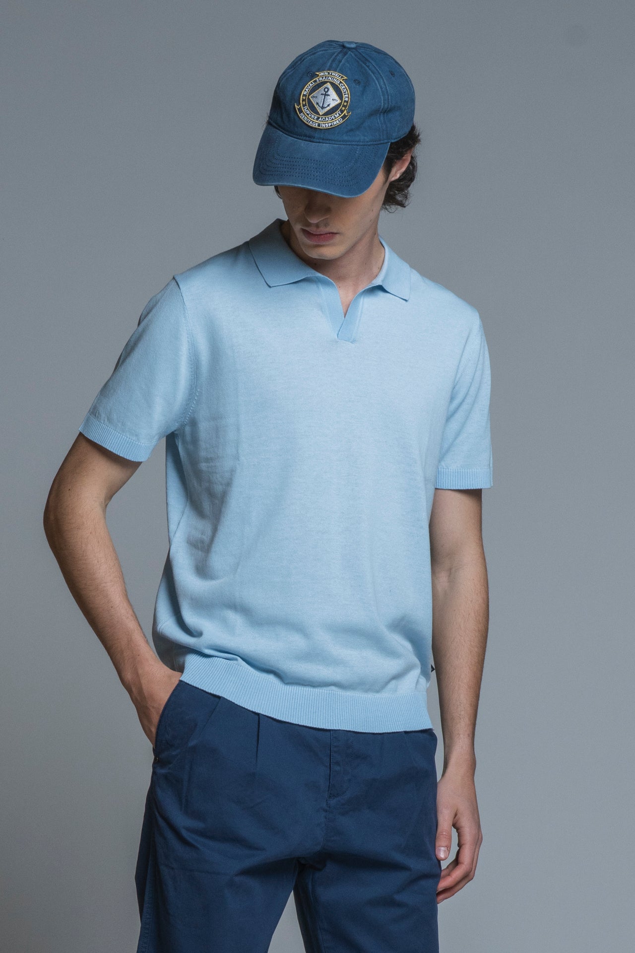 CLARK SWEATER POLO SKIPPER IN COTTON CREPE