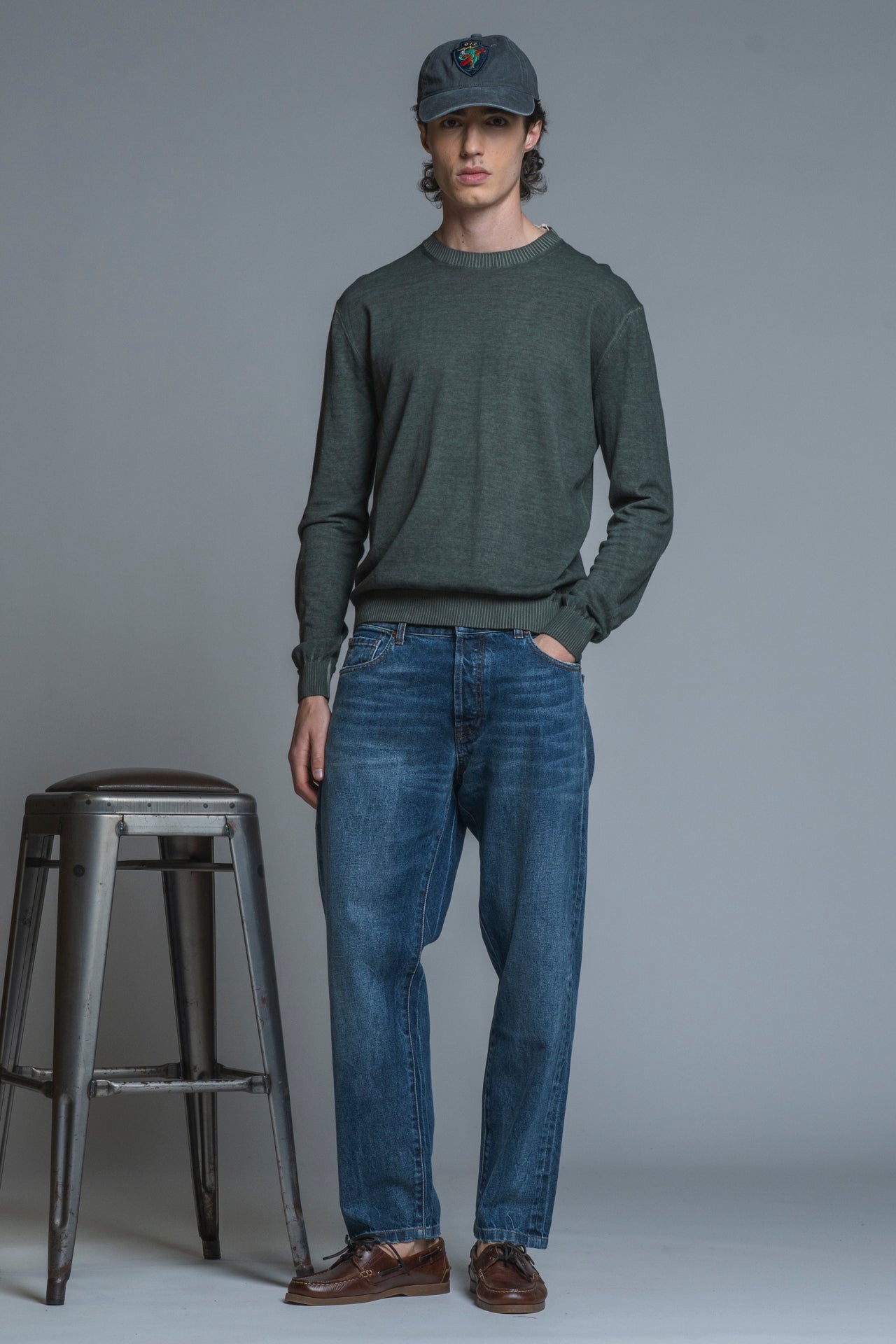 BUCK SWEATER IN COTTON COLD DYED