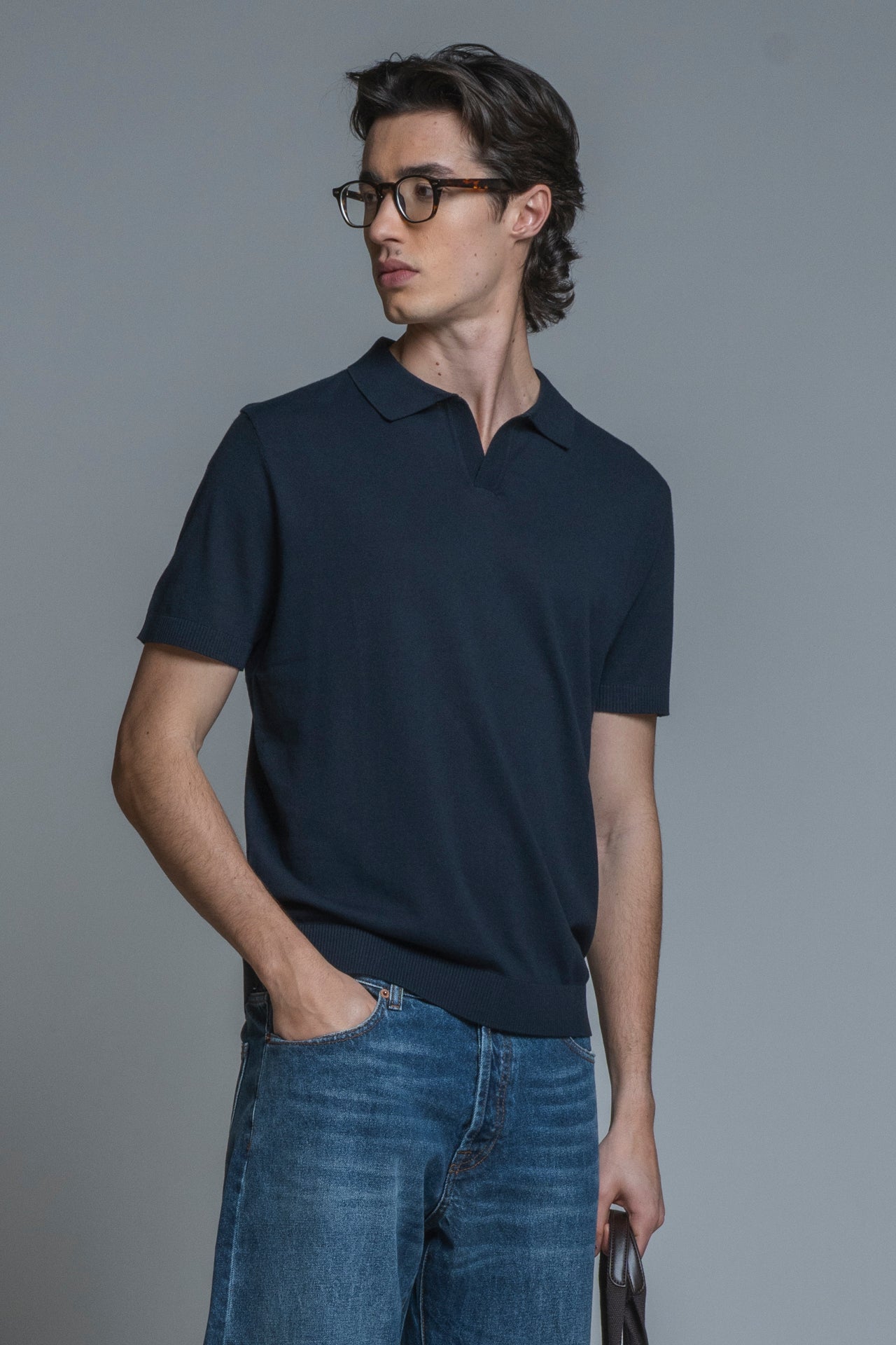 CLARK SWEATER SKIPPER POLO IN COTTON CREPE 