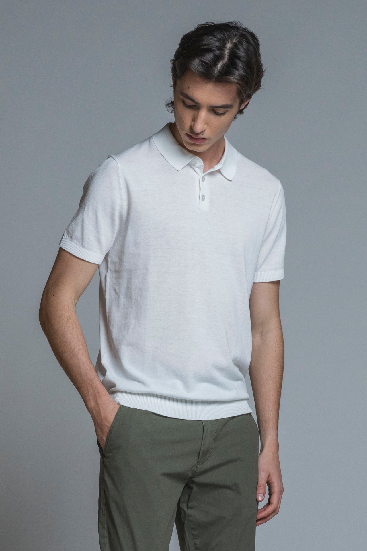 JOYCE SWEATER POLO IN COTTON CREPE