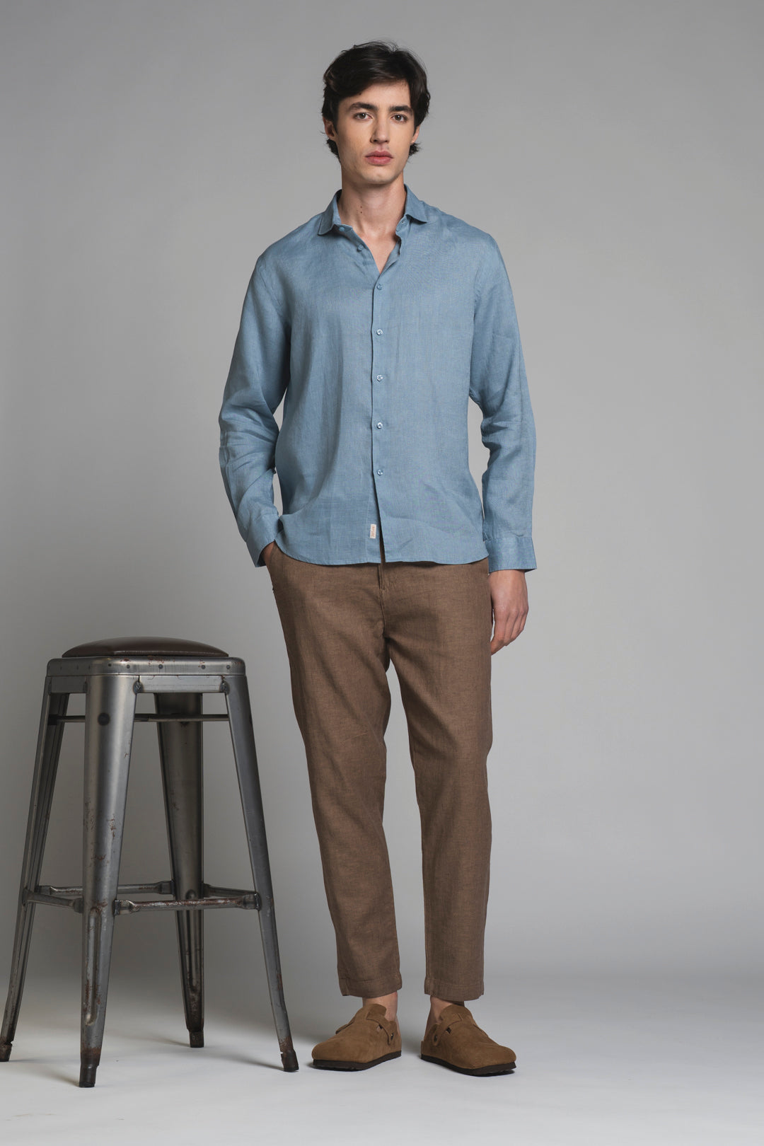 LARS KOREAN SHIRT IN SEERSUCKER