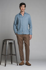 LARS KOREAN SHIRT IN SEERSUCKER