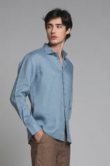 LARS KOREAN SHIRT IN SEERSUCKER
