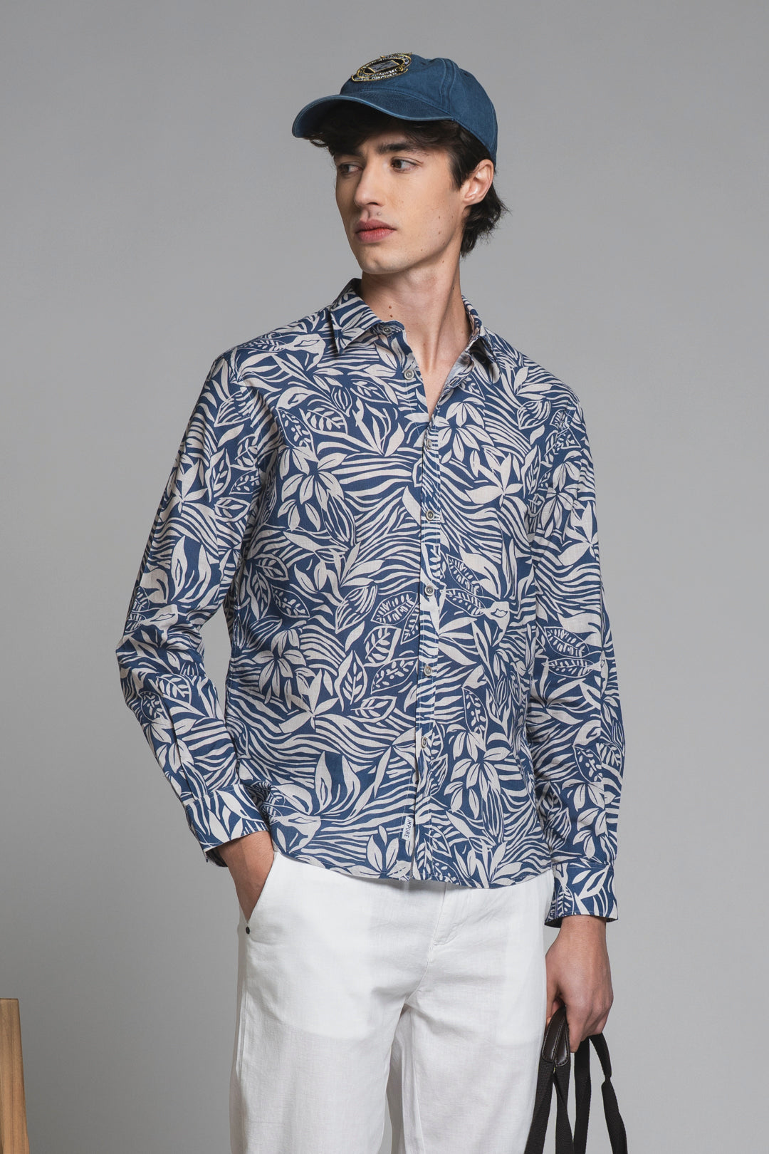LUIS SHIRT ITALIAN COLLAR IN COTTON