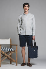 LARS KOREAN SHIRT IN SEERSUCKER
