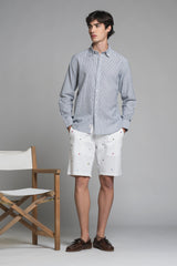 LARS KOREAN SHIRT IN SEERSUCKER