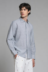 LARS KOREAN SHIRT IN SEERSUCKER