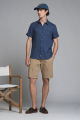 MARK SHIRT ITALIAN COLLAR IN 100% LINEN