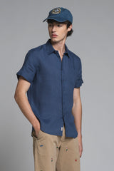 MARK SHIRT ITALIAN COLLAR IN 100% LINEN